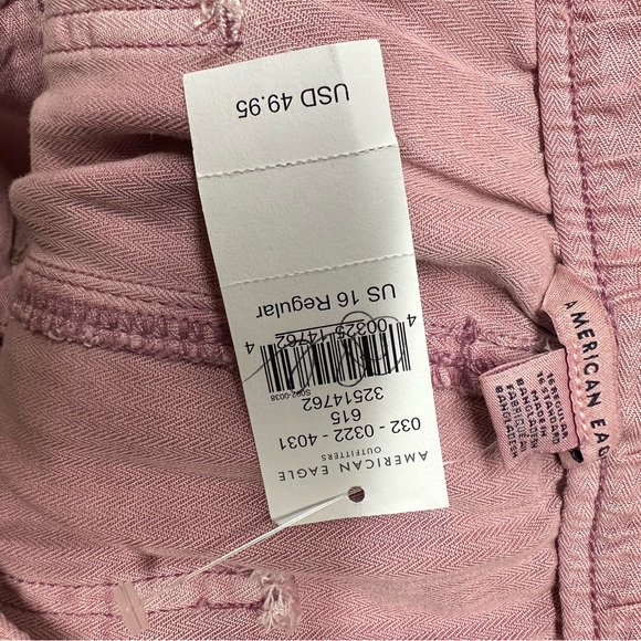 American Eagle Super High Waisted Taper Pants Pink 16 NWT - Picture 7 of 7